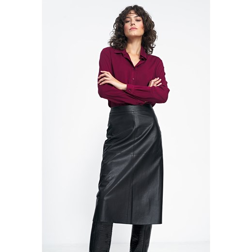 Nife koszula damska elegancka czerwona z kołnierzykiem 