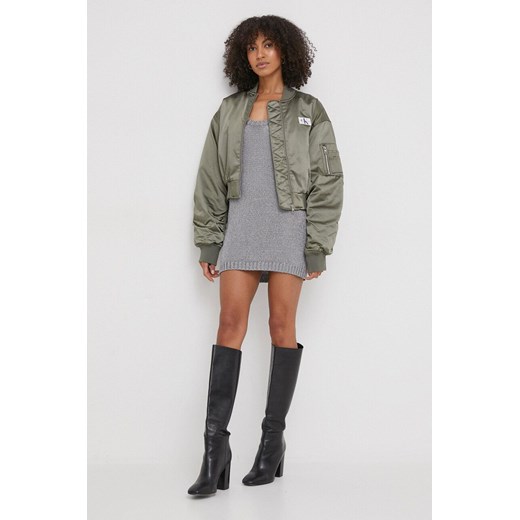 Calvin Klein Jeans kurtka bomber damski kolor zielony przejściowa XS ANSWEAR.com