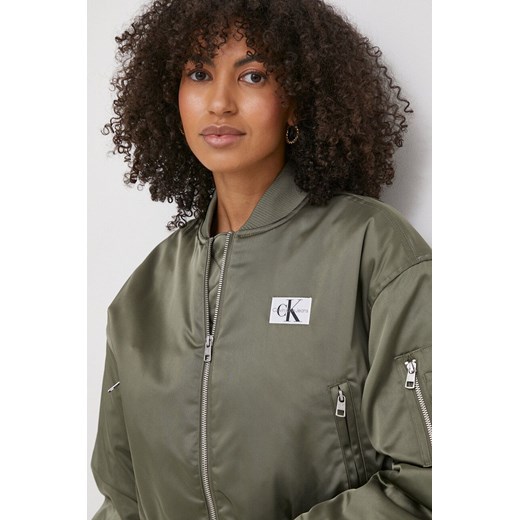 Calvin Klein Jeans kurtka bomber damski kolor zielony przejściowa M ANSWEAR.com