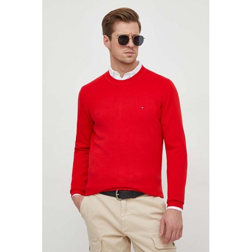 Tommy Hilfiger sweter bawełniany kolor czerwony lekki MW0MW33511 ze sklepu ANSWEAR.com w kategorii Swetry męskie - zdjęcie 166528451
