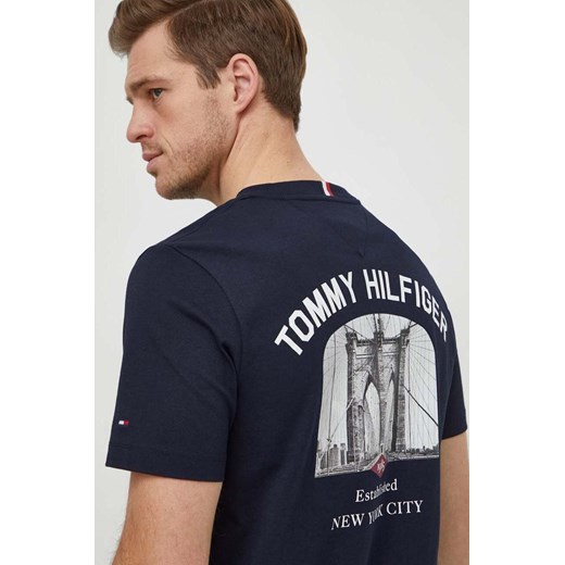 Tommy Hilfiger t-shirt bawełniany męski kolor granatowy z nadrukiem Tommy Hilfiger XXL ANSWEAR.com