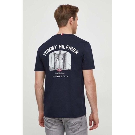 Tommy Hilfiger t-shirt bawełniany męski kolor granatowy z nadrukiem Tommy Hilfiger XXL ANSWEAR.com
