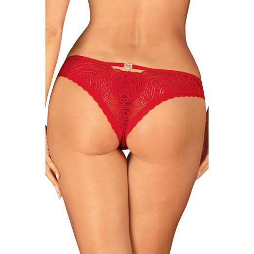 Obsessive koronkowe figi damskie Chilisa, Kolor czerwony, Rozmiar XS/S, Obsessive ze sklepu Intymna w kategorii Majtki damskie - zdjęcie 166536150
