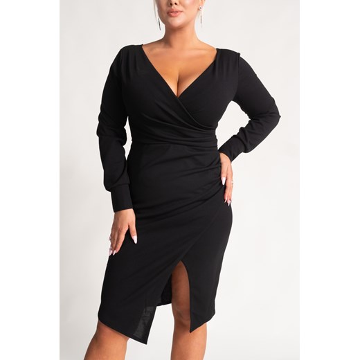 Czarna Sukienka kopertowa NEPIA ze sklepu TONO w kategorii Sukienki - zdjęcie 166542071