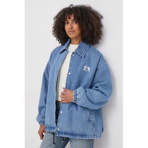 Calvin Klein Jeans kurtka jeansowa damska kolor niebieski przejściowa oversize ze sklepu ANSWEAR.com w kategorii Kurtki damskie - zdjęcie 166583712