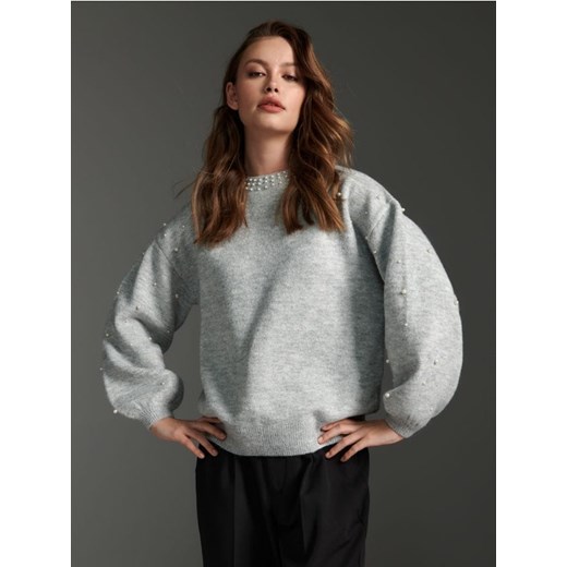 Sinsay - Sweter z miękkiej dzianiny - szary Sinsay XL Sinsay
