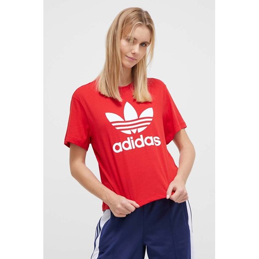 adidas Originals t-shirt damski kolor czerwony IM6930 ze sklepu ANSWEAR.com w kategorii Bluzki damskie - zdjęcie 166592023