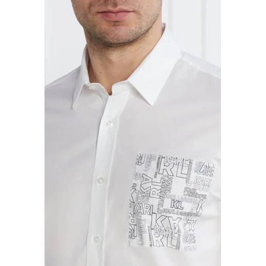 Karl Lagerfeld koszula męska biała z długim rękawem z elastanu 