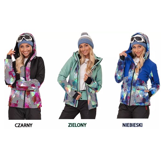 Kolorowe Wzorki Zimowy Kombinezon Narciarski ZIELONY Canada + Winter Camp  katmandi.pl