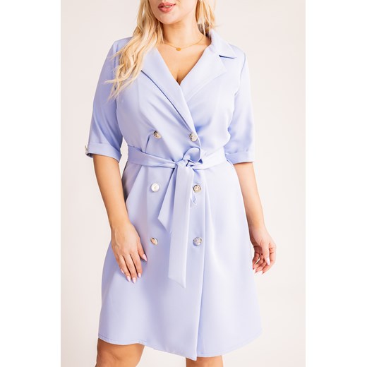 Błękitna Sukienka żakietowa VERNI ze sklepu TONO w kategorii Sukienki - zdjęcie 166597202