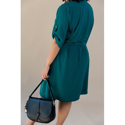 Sukienka z długim rękawem z kołnierzykiem szmizjerka 