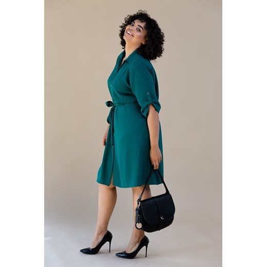 Sukienka z długim rękawem z kołnierzykiem szmizjerka 