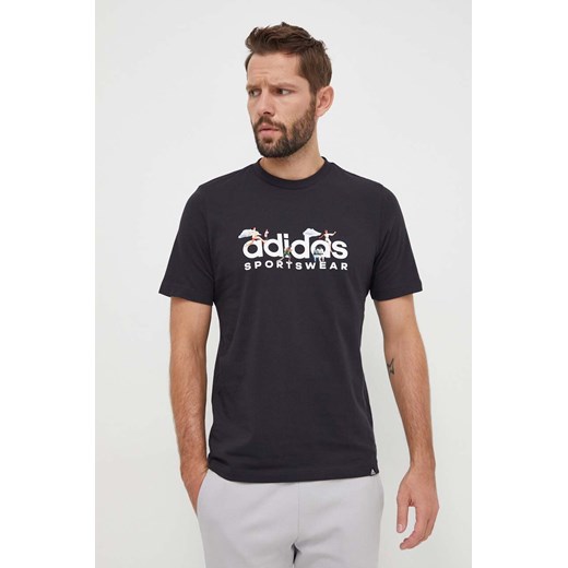 adidas t-shirt bawełniany męski kolor czarny z nadrukiem IS2863 ze sklepu ANSWEAR.com w kategorii T-shirty męskie - zdjęcie 166605793