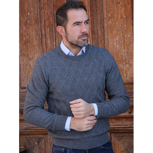Sweter męski - wełna merino - Valentino - popiel - M ze sklepu Swetry Lasota w kategorii Swetry męskie - zdjęcie 166605872