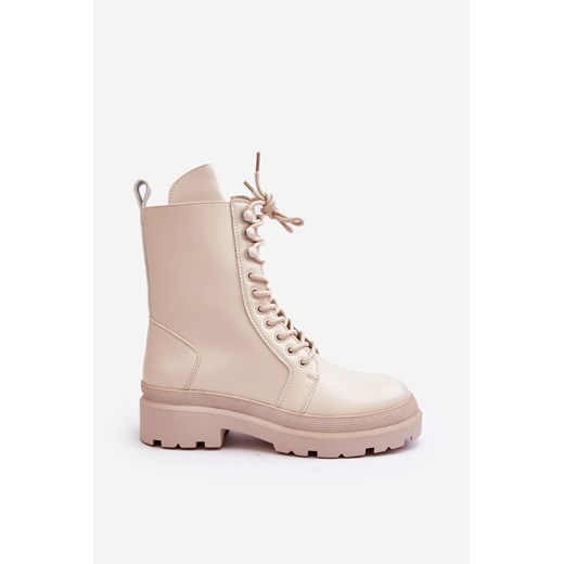 Workery damskie Ph2 sznurowane beżowe 