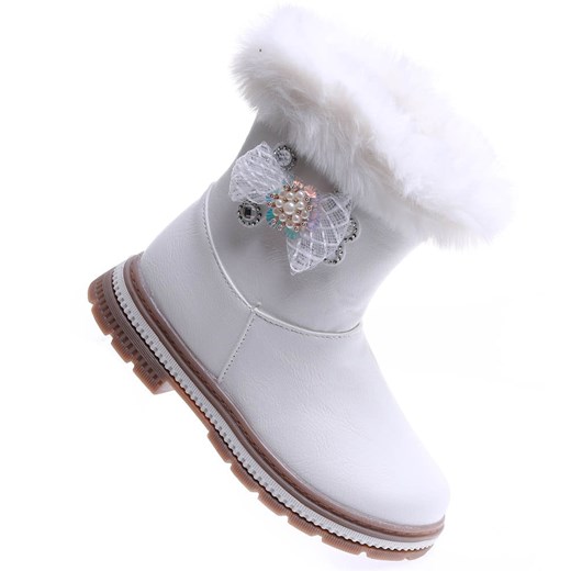 Buty zimowe dziecięce Pantofelek24 z aplikacjami kozaki