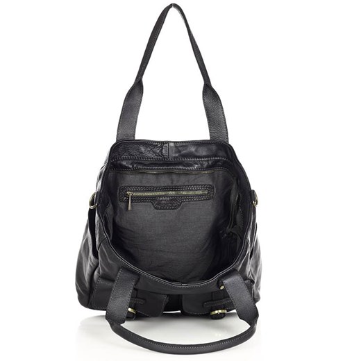 Torba skórzana shopper XL na ramię z dwoma kieszeniami MARCO MAZZINI czarna ze sklepu Verostilo w kategorii Torby Shopper bag - zdjęcie 166616192
