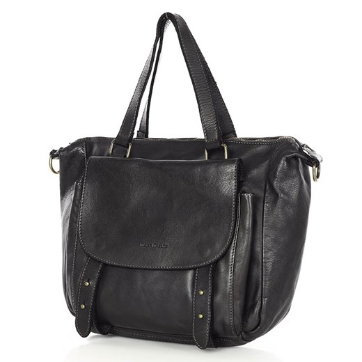 Torebka damska kuferek skórzany do ręki - MARCO MAZZZINI czarny ze sklepu Verostilo w kategorii Torby Shopper bag - zdjęcie 166616202