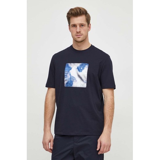 Armani Exchange t-shirt bawełniany męski kolor granatowy z aplikacją 3DZTLB ZJ9JZ ze sklepu ANSWEAR.com w kategorii T-shirty męskie - zdjęcie 166616542