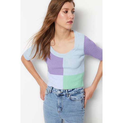 trendyol Sweter w kolorze błękitno-fioletowym Trendyol M okazyjna cena Limango Polska