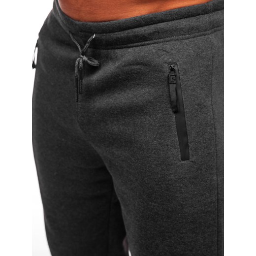 Antracytowe spodnie męskie dresowe nadwymiarowe Denley JX9826 3XL okazja Denley