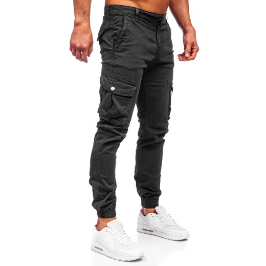 Szare spodnie materiałowe joggery bojówki męskie Denley JM5502 30/S Denley okazyjna cena