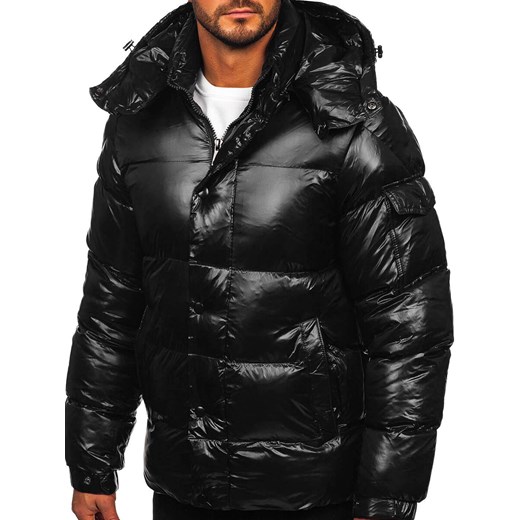 Czarna pikowana kurtka męska zimowa Denley 9970 L okazyjna cena Denley