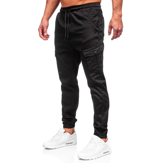 Czarne spodnie materiałowe joggery bojówki męskie Denley 384 32/M wyprzedaż Denley