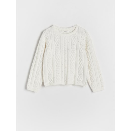 Reserved - Sweter z perełkami - złamana biel Reserved 128 (7-8 lat) Reserved