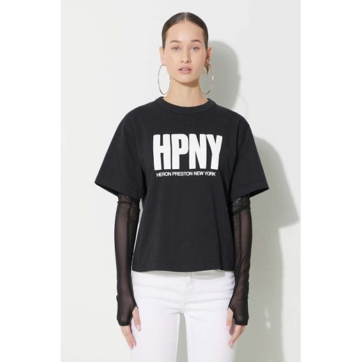 Heron Preston t-shirt bawełniany Reg Hpny Ss Tee damski kolor czarny HWAA032C99JER0041001 ze sklepu PRM w kategorii Bluzki damskie - zdjęcie 166633702