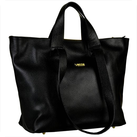 Vezze torba skórzana shopper bag czarna złote okucia na ramię i ze sklepu melon.pl w kategorii Torby Shopper bag - zdjęcie 166637464