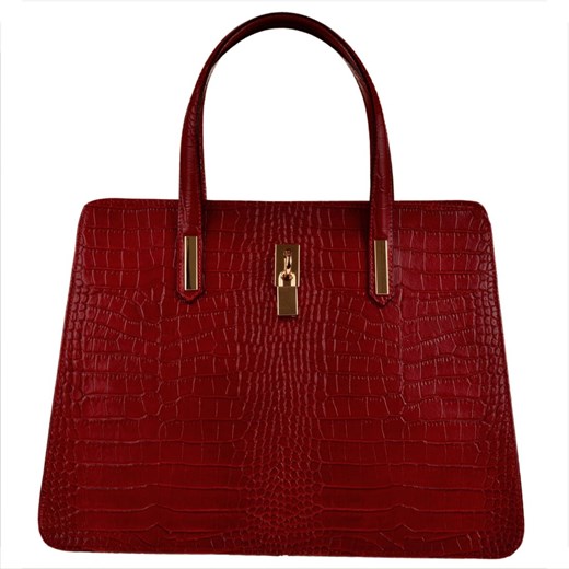 Torebka shopper skórzana czerwień  z zamkiem vezze wzór ze sklepu melon.pl w kategorii Torby Shopper bag - zdjęcie 166637541
