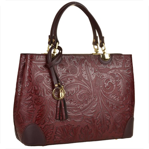 Skórzana torebka shopper kuferek l bordowa ze sklepu melon.pl w kategorii Torby Shopper bag - zdjęcie 166637622