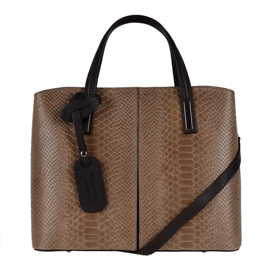 Torebka skórzana  kuferek wzór wężowej skóry taupe l ze sklepu melon.pl w kategorii Torby Shopper bag - zdjęcie 166637940
