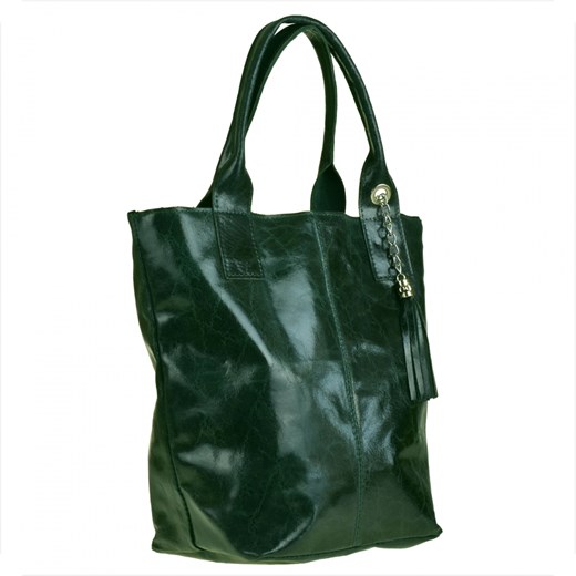 Torba worek zieleń butelkowa z miękkiej skóry bardzo lekka xl ze sklepu melon.pl w kategorii Torby Shopper bag - zdjęcie 166637982