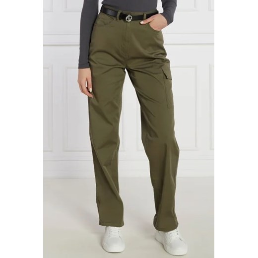 Calvin Klein spodnie damskie zielone z elastanu 