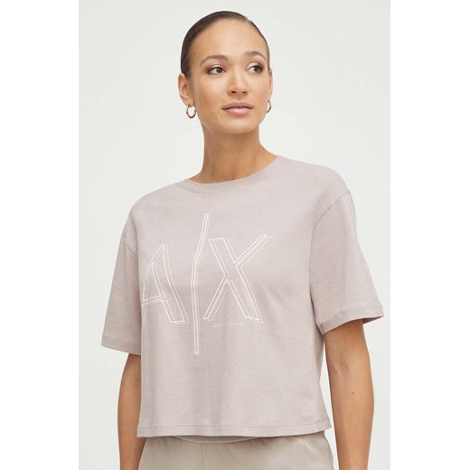 Armani Exchange t-shirt bawełniany damski kolor beżowy 3DYT06 YJ3RZ ze sklepu ANSWEAR.com w kategorii Bluzki damskie - zdjęcie 166650840