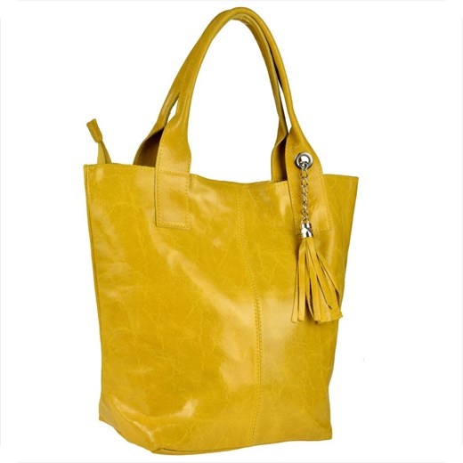 Torba worek żółty z miękkiej skóry wzór marmur  bardzo lekka xl ze sklepu melon.pl w kategorii Torby Shopper bag - zdjęcie 166657902
