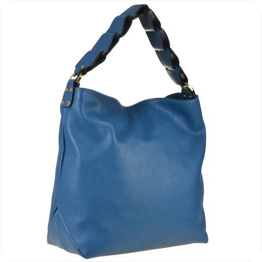 Torebka skórzana na ramię amarant niebieski dżins shoper bag ze sklepu melon.pl w kategorii Torby Shopper bag - zdjęcie 166657942