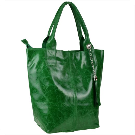 Torba worek zielony z miękkiej skóry bardzo lekka xl marmurek ze sklepu melon.pl w kategorii Torby Shopper bag - zdjęcie 166658061