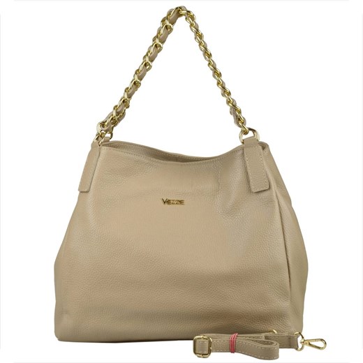 Vezze duża skórzana torba shopper bag beżowa ze sklepu melon.pl w kategorii Torby Shopper bag - zdjęcie 166658312