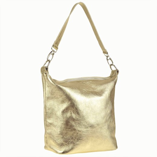 Lekka torba skórzana złota l ze sklepu melon.pl w kategorii Torby Shopper bag - zdjęcie 166658414