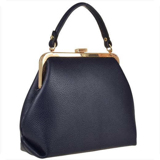 Granatowa torebka  skóra naturalna bigiel retro ze sklepu melon.pl w kategorii Torby Shopper bag - zdjęcie 166658570