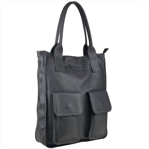 Vera pelle duża szara torebka włoska shopper bag skóra naturalna ze sklepu melon.pl w kategorii Torby Shopper bag - zdjęcie 166659143