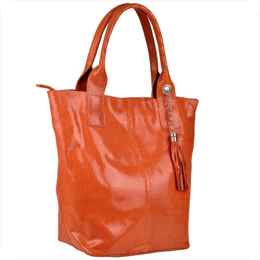 Pomarańczowa torebka shopper skórzana plaster miodu xl ze sklepu melon.pl w kategorii Torby Shopper bag - zdjęcie 166659343