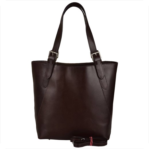 Torebka skórzana shopper xl brąz czekolada genuine leather ze sklepu melon.pl w kategorii Torby Shopper bag - zdjęcie 166659592