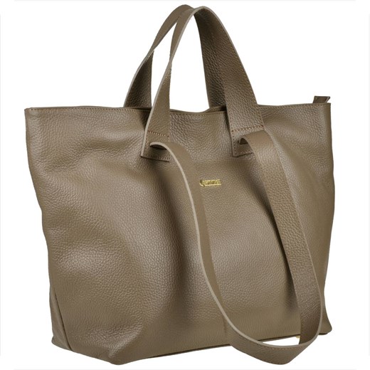Vezze torba skórzana shopper bag taupe brąz złote okucia na ze sklepu melon.pl w kategorii Torby Shopper bag - zdjęcie 166661534