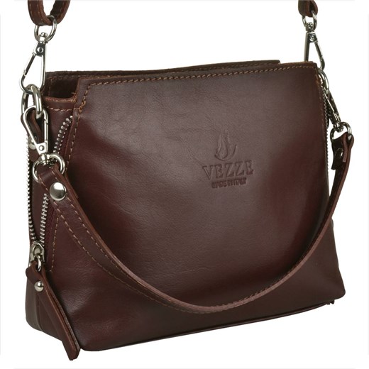 Listonoszka damska skórzana m brąz koniak z zamkami ze sklepu melon.pl w kategorii Listonoszki - zdjęcie 166661542