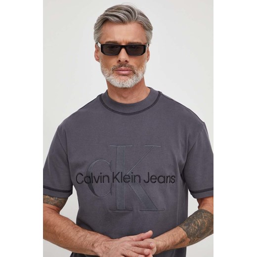 Calvin Klein Jeans t-shirt bawełniany męski kolor szary z aplikacją XL ANSWEAR.com