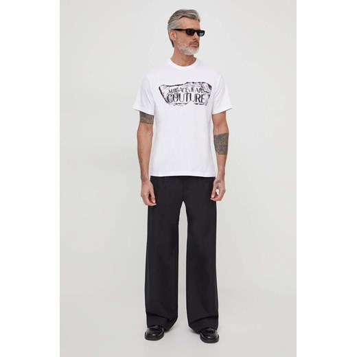 Versace Jeans Couture t-shirt bawełniany męski kolor biały z nadrukiem M ANSWEAR.com